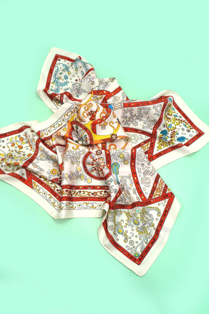 VINTAGE FLORAL PRINT SILKY FEEL BANDANA SCARF | 40SC674