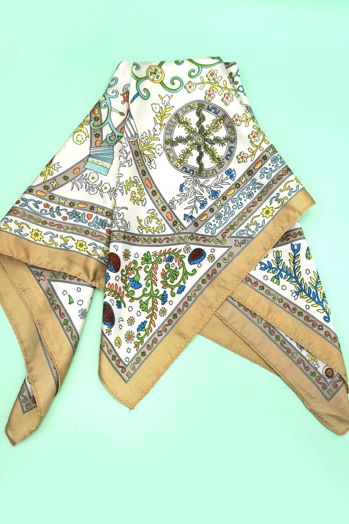 VINTAGE FLORAL PRINT SILKY FEEL BANDANA SCARF | 40SC674