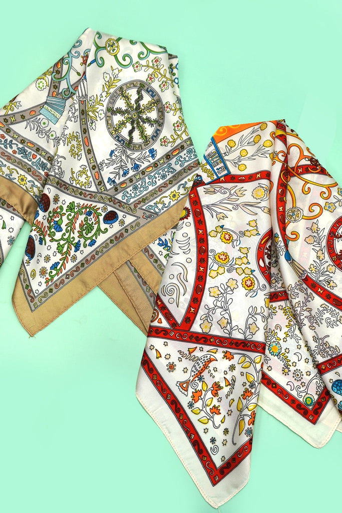 VINTAGE FLORAL PRINT SILKY FEEL BANDANA SCARF | 40SC674
