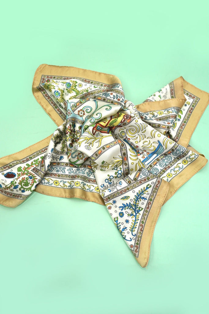 VINTAGE FLORAL PRINT SILKY FEEL BANDANA SCARF | 40SC674