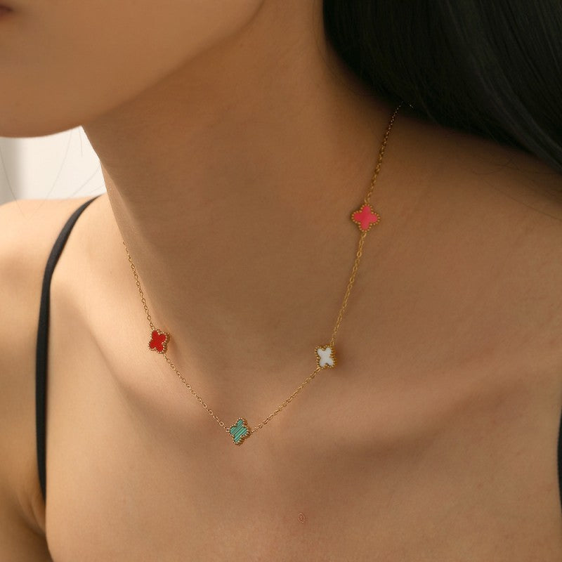 18K STAINLESS STEEL TARNISH FREE CLOVER NECKLACE | 40NK9535