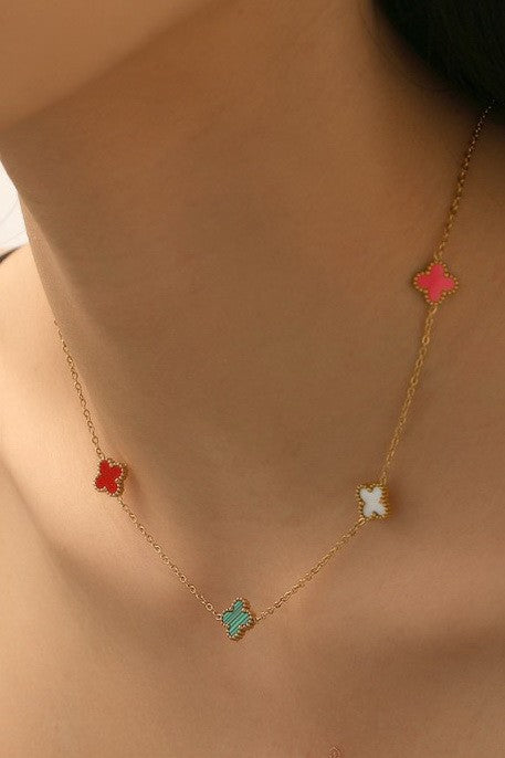 18K STAINLESS STEEL TARNISH FREE CLOVER NECKLACE | 40NK9535