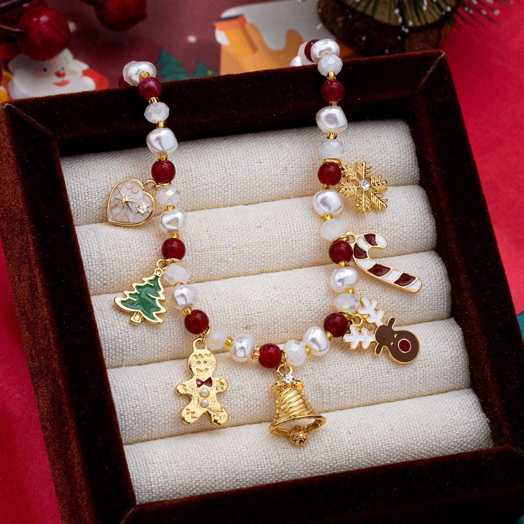Holiday Christmas Charm Faux Pearl & Bead Necklace| 80N93907