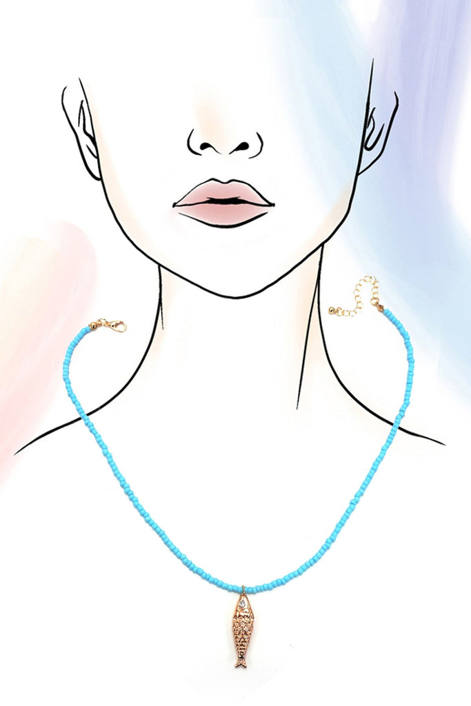 18K STAINLESS STEEL TARNISH FREE FISH NECKLACE | 40NK9537