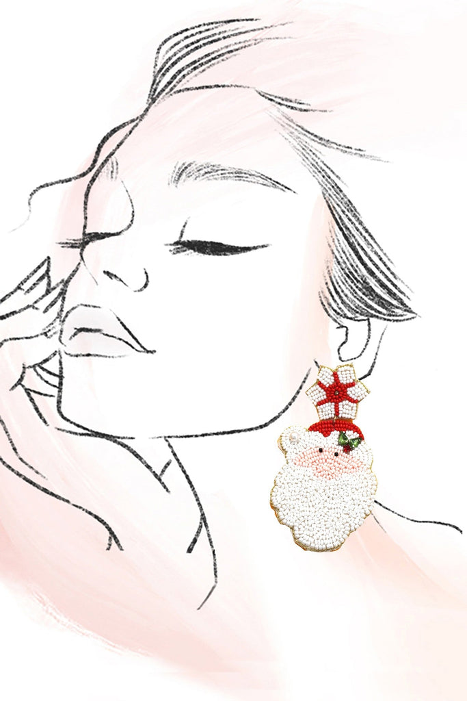 CHRISTMAS HOLIDAY SANTA CLAUSE BEADED EARRINGS | 91E2582