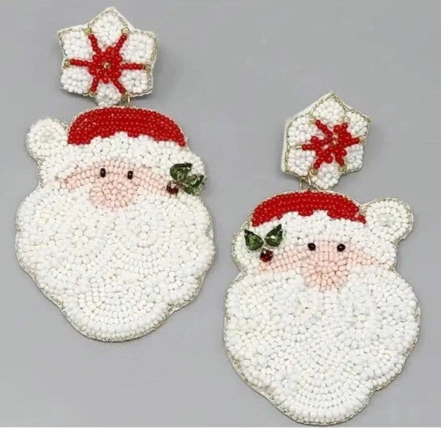 CHRISTMAS HOLIDAY SANTA CLAUSE BEADED EARRINGS | 91E2582