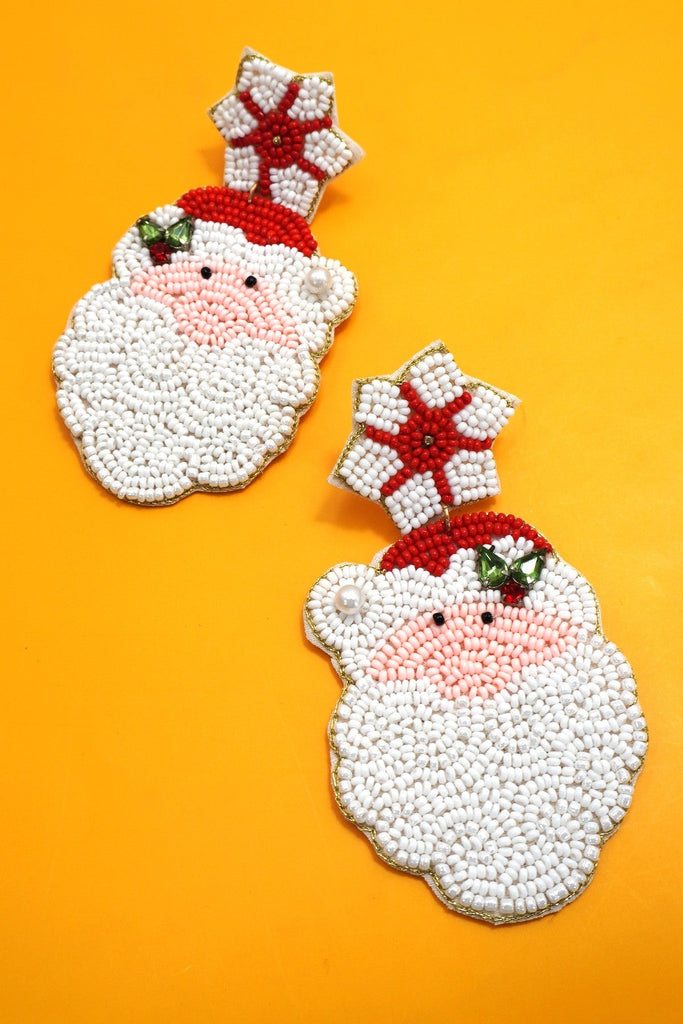 CHRISTMAS HOLIDAY SANTA CLAUSE BEADED EARRINGS | 91E2582