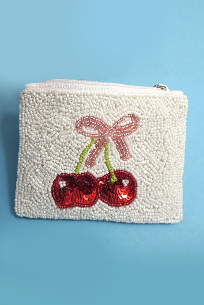 CHRISTMAS HOLIDAY CHERRY BEADED COIN PURSE | 91P1334