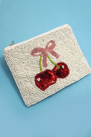 CHRISTMAS HOLIDAY CHERRY BEADED COIN PURSE | 91P1334