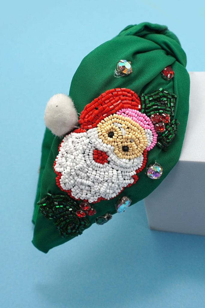 SANTA CLAUS CHRISTMAS HOLIDAY SEED BEAD HEADBAND | 91H25700