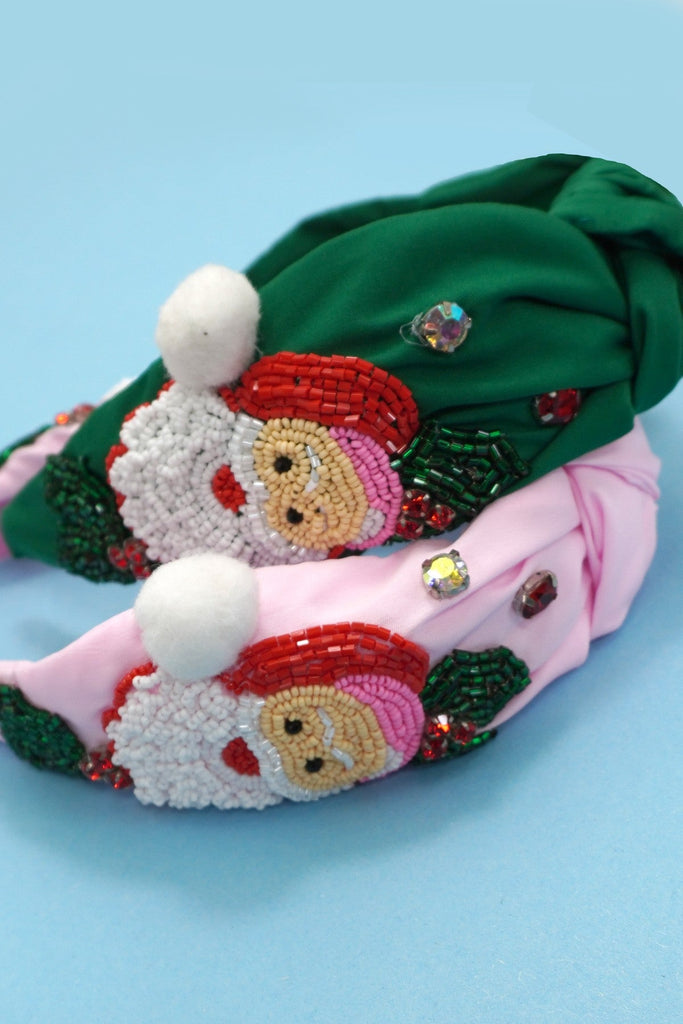 SANTA CLAUS CHRISTMAS HOLIDAY SEED BEAD HEADBAND | 91H25700