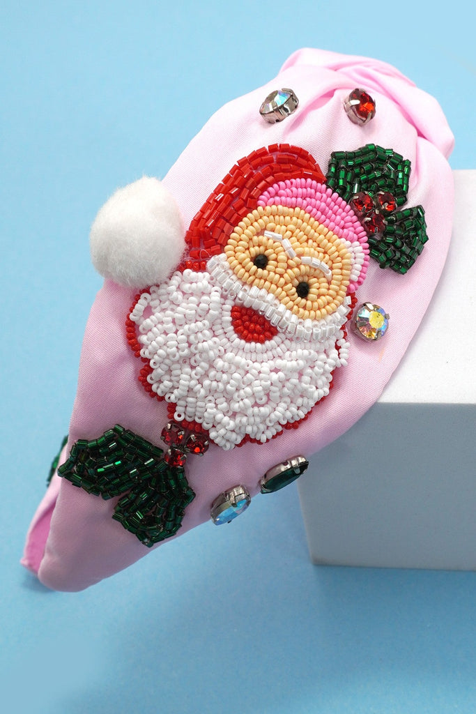 SANTA CLAUS CHRISTMAS HOLIDAY SEED BEAD HEADBAND | 91H25700