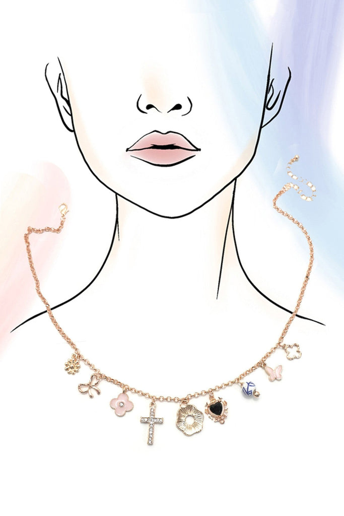 CHARM NECKLACE-BOW FLOWER PORCELAIN CLOVER | 80N92032