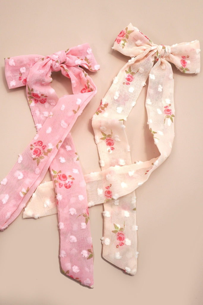 PRETTY FLORAL BOW RIBBON HAIR CLIPS | 40H977
