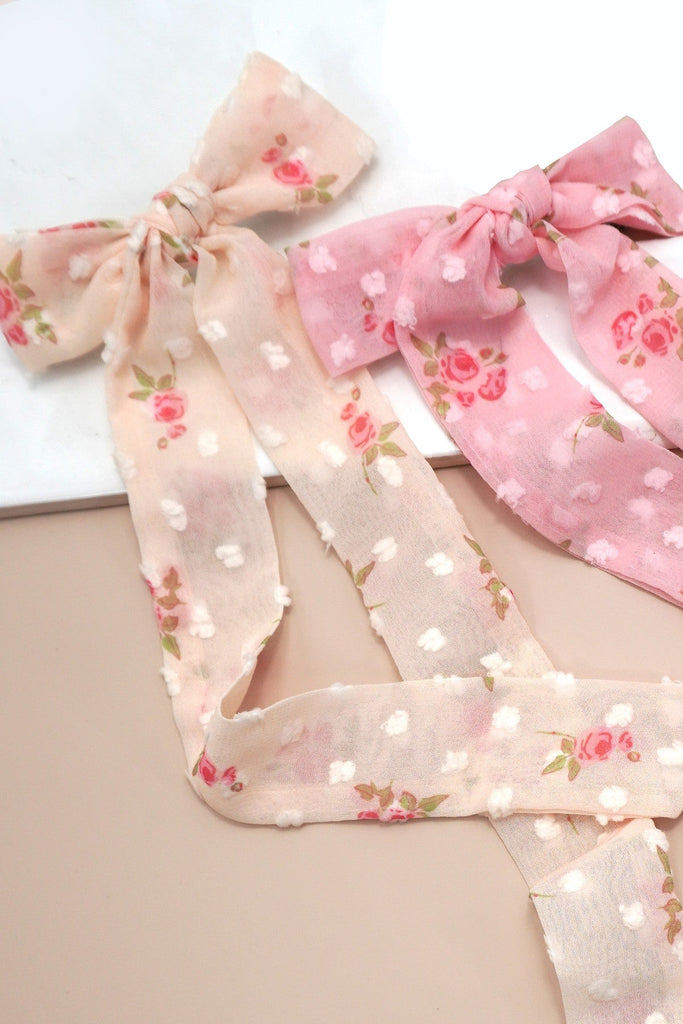 PRETTY FLORAL BOW RIBBON HAIR CLIPS | 40H977