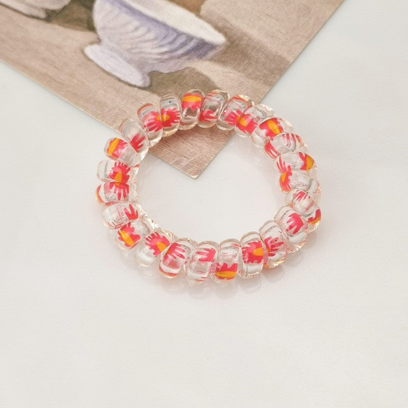 MIX  FLOWER FLORAL SET OF 5  COIL HAIR TIES | 40S739