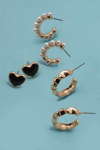 HEART MINI HUGGIE HOOP TRIO EARRINGS | 80E61033