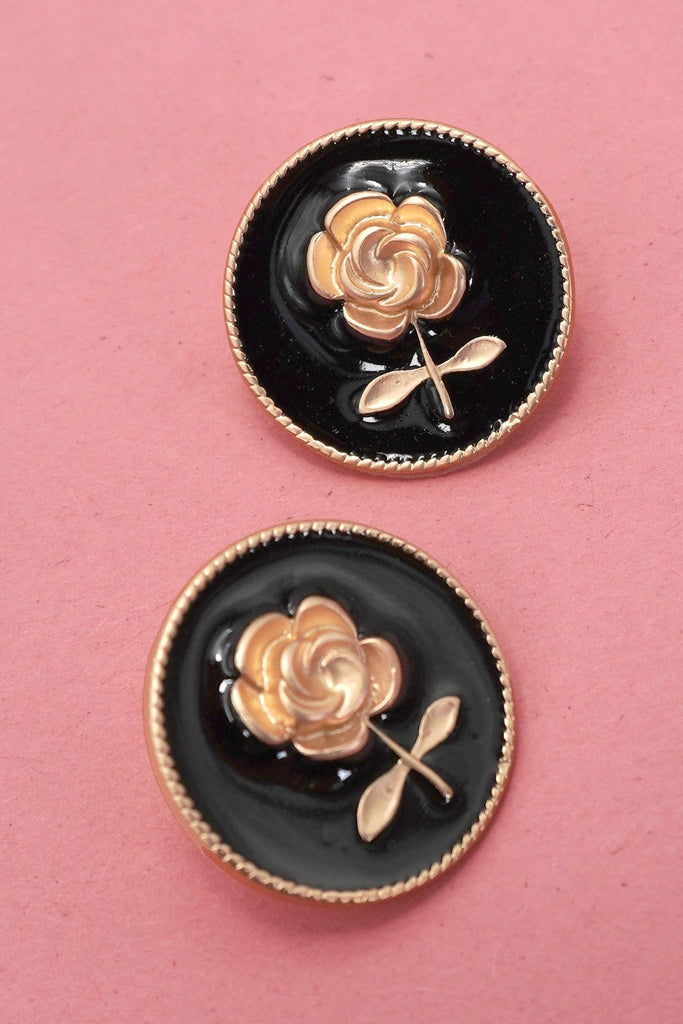 EPOXY GOLD ROSE FLOWER STUD EARRINGS | 80E61072