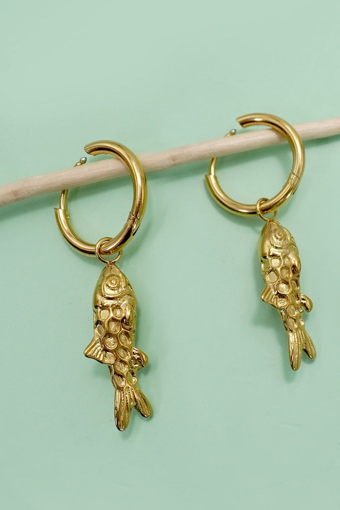 18K STAINLESS STEEL TARNISH FREE FISH EARRINGS | 40E395