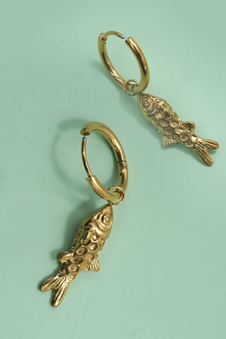 18K STAINLESS STEEL TARNISH FREE FISH EARRINGS | 40E395