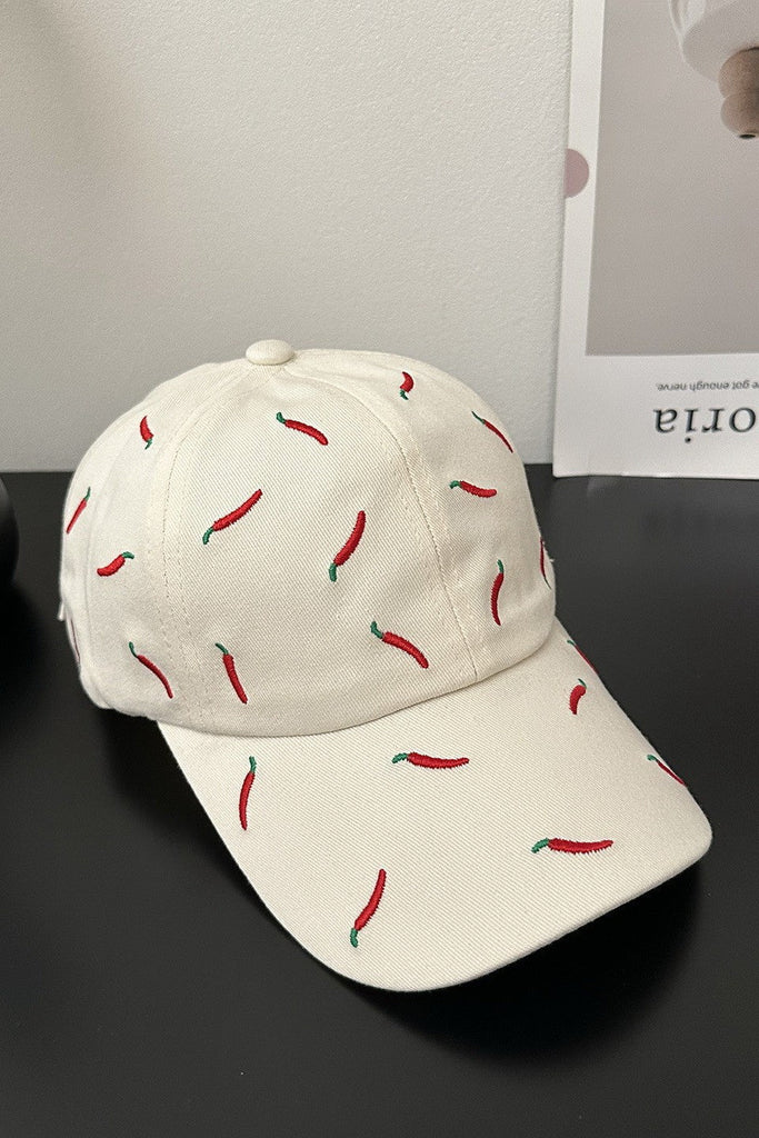 EMBROIDERY RED CHILI PEPPER CASUAL BASEBALL CAP | 40HW744