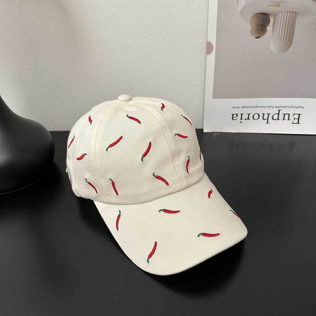 EMBROIDERY RED CHILI PEPPER CASUAL BASEBALL CAP | 40HW744