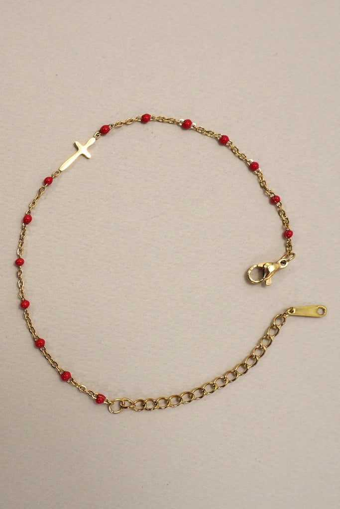 18K STAINLESS STEEL TARNISH FREE CROSS BRACELET | 40B5176
