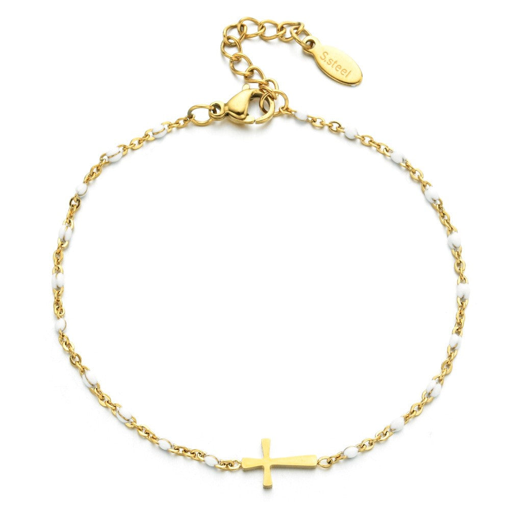 18K STAINLESS STEEL TARNISH FREE CROSS BRACELET | 40B5176