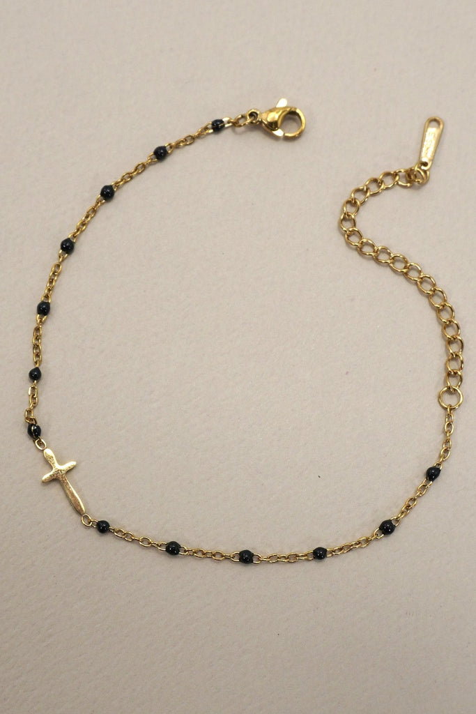 18K STAINLESS STEEL TARNISH FREE CROSS BRACELET | 40B5176