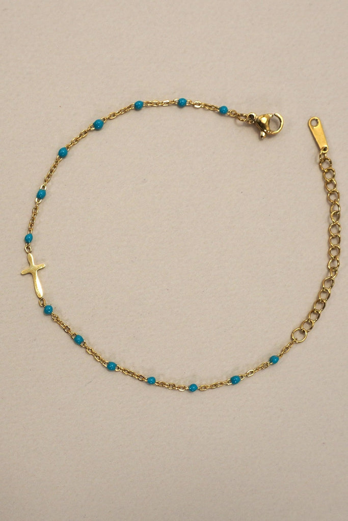 18K STAINLESS STEEL TARNISH FREE CROSS BRACELET | 40B5176