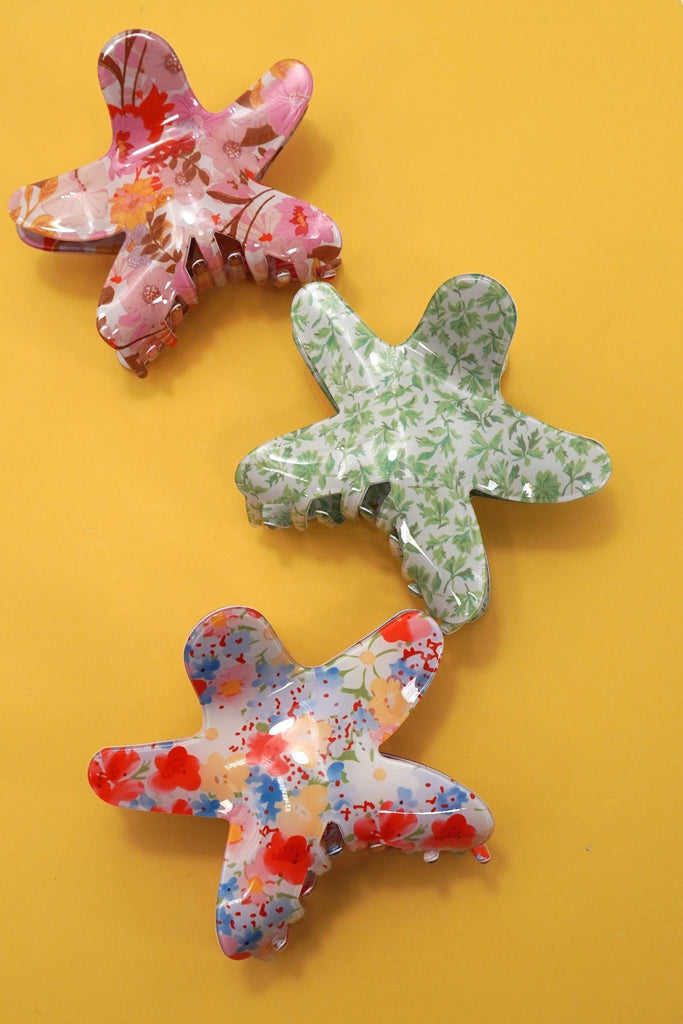 FLOWER FLORAL STARFISH HAIR CLAW CLIPS | 40H979