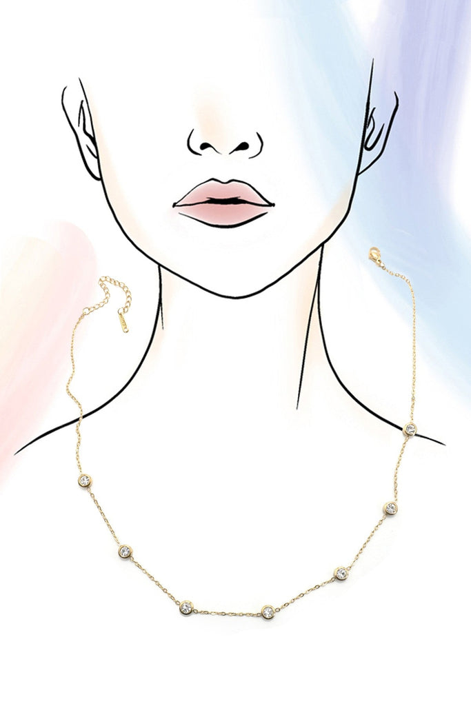 18K STAINLESS STEEL TARNISH FREE RHINESTONE NECK | 40NK9543