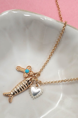 SEA LIFE GOLDFISH CLUSTER CHARM NECKLACE | 80N92118
