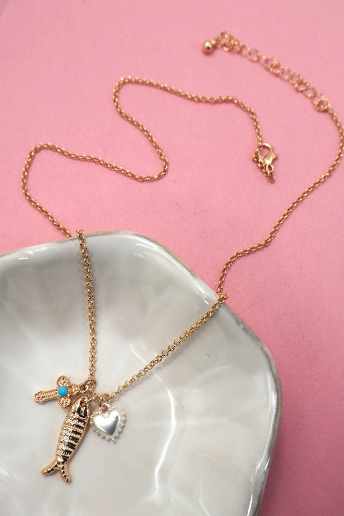 SEA LIFE GOLDFISH CLUSTER CHARM NECKLACE | 80N92118