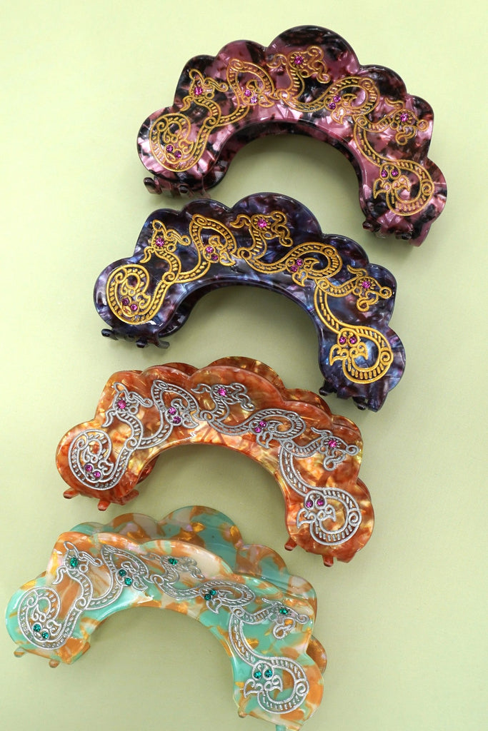 LARGE VINTAGE STYLE HALF MOON HAIR CLAW CLIPS | 40H984