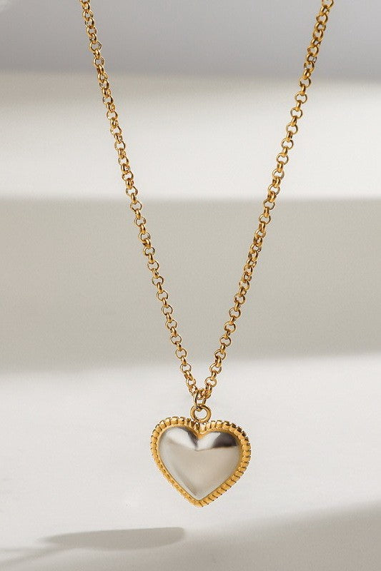 18K STAINLESS STEEL TARNISH FREE HEART NECKLACE | 40NK9546