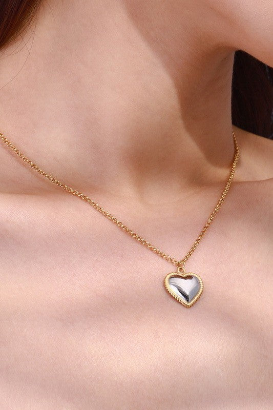 18K STAINLESS STEEL TARNISH FREE HEART NECKLACE | 40NK9546
