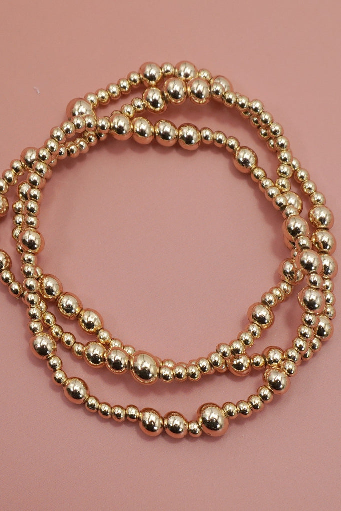 MULTI LAYER GOLD BALL CHAIN BEADED BRACELET | 40B5179