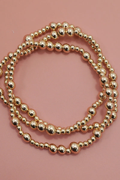 MULTI LAYER GOLD BALL CHAIN BEADED BRACELET | 40B5179