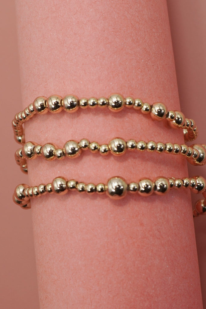 MULTI LAYER GOLD BALL CHAIN BEADED BRACELET | 40B5179