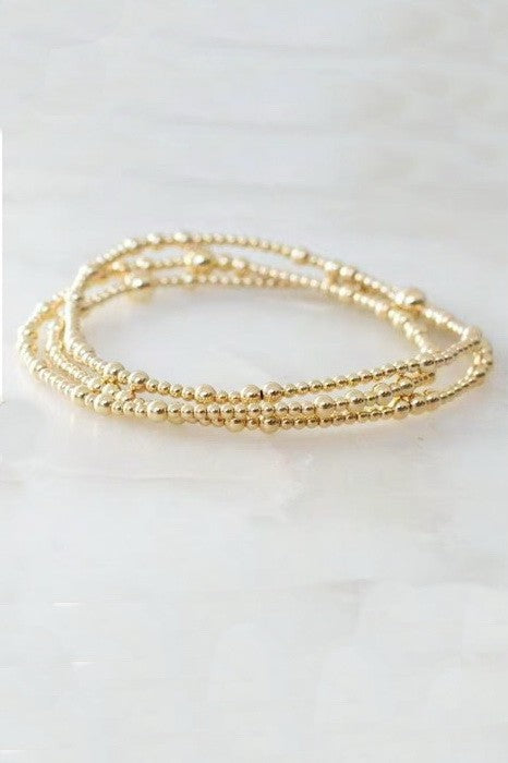 MULTI LAYER GOLD BALL CHAIN BEADED BRACELET | 40B5179