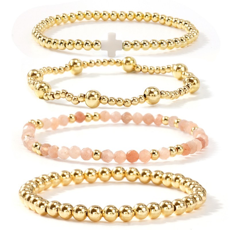 BOHO CROSS MULTI  COLORFUL BEADED STRETCH BRACELET | 40B5180