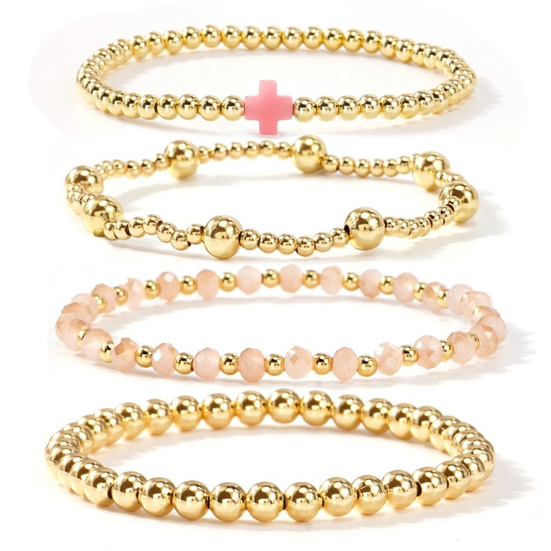 BOHO CROSS MULTI  COLORFUL BEADED STRETCH BRACELET | 40B5180