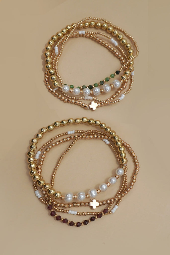 MULTI BALL PEARL CHAIN STRETCH BRACELET | 40B5183