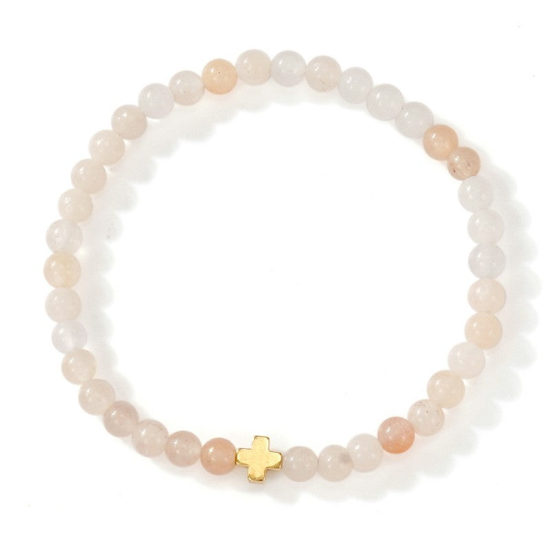 BOHO CROSS NATURAL STONE PERSONALIZED BRACELET | 40B5184