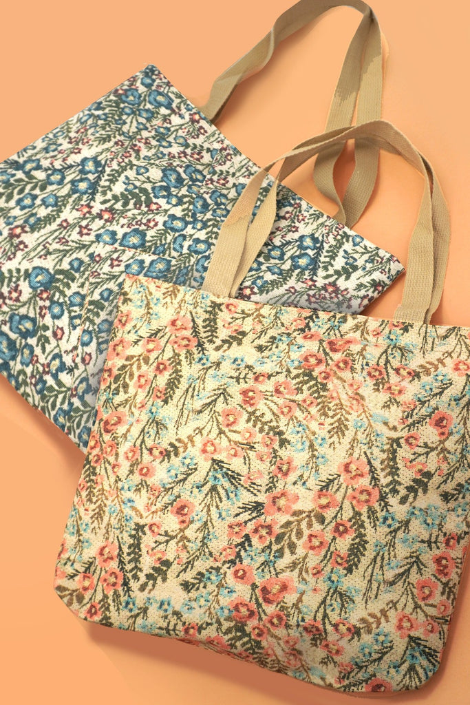 Organic Embroidery Floral Quilted Tote Bag | 40P576