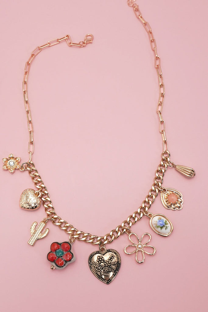 CHARM NECKLACE- BOHO PORCELAIN FLORAL CACTUS | 80N92249
