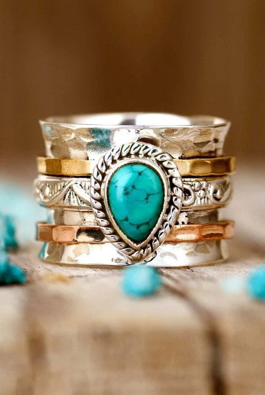 Teardrop Natural Stone Ring | 40R116