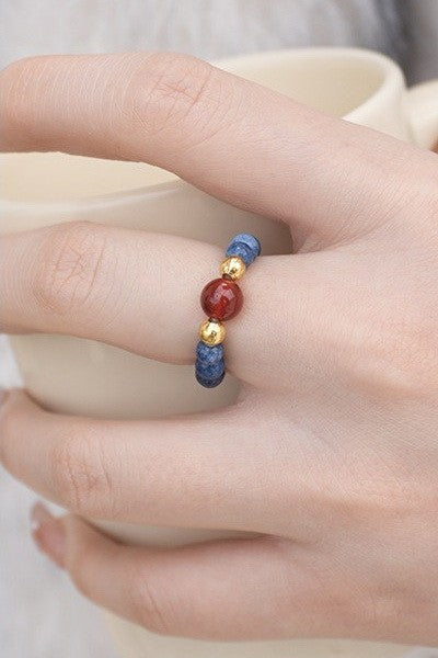 Earthy Natural Stone Beaded Rings | 40R114