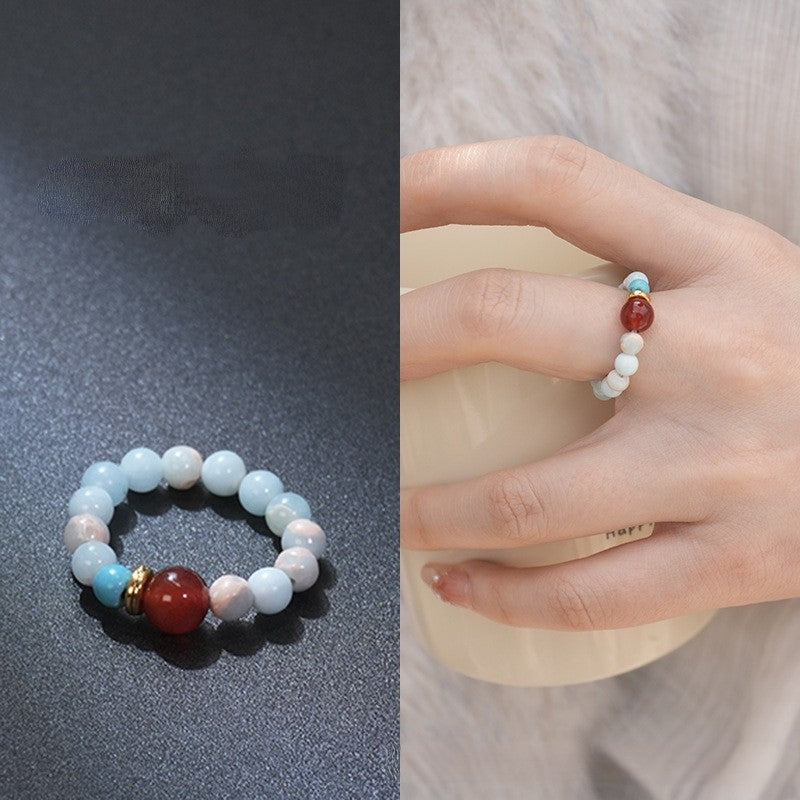 Earthy Natural Stone Beaded Rings | 40R114